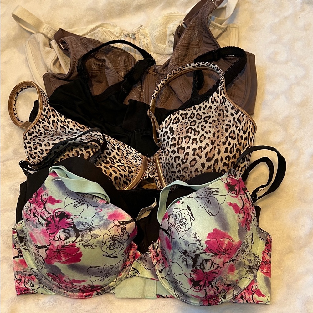 Maidenform Floral and Black Crisscross bras additional 4 Bras - 6 bra Collection